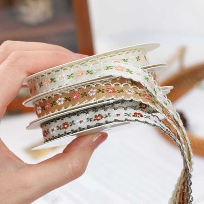 15mm*50y Pastorale bloemen katoen lint Baking Cake Ribbon Bow DIY materiaal Decoratie Ribbon Bloem Boeket Verpakking
