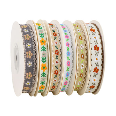 15mm*50y Pastorale bloemen katoen lint Baking Cake Ribbon Bow DIY materiaal Decoratie Ribbon Bloem Boeket Verpakking