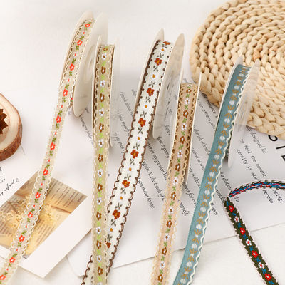 15mm*50y Pastorale bloemen katoen lint Baking Cake Ribbon Bow DIY materiaal Decoratie Ribbon Bloem Boeket Verpakking