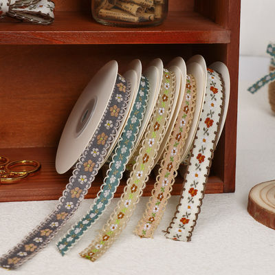 15mm*50y Pastorale bloemen katoen lint Baking Cake Ribbon Bow DIY materiaal Decoratie Ribbon Bloem Boeket Verpakking