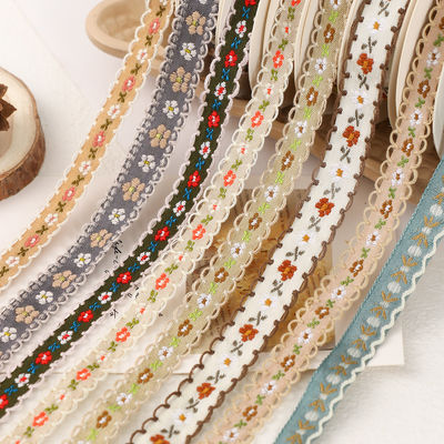 15mm*50y Pastorale bloemen katoen lint Baking Cake Ribbon Bow DIY materiaal Decoratie Ribbon Bloem Boeket Verpakking