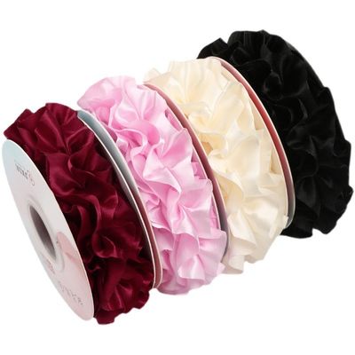 4.0cm*4.5m Wrinkled Edge Polyester Ribbon Voor Bloemenverpakking