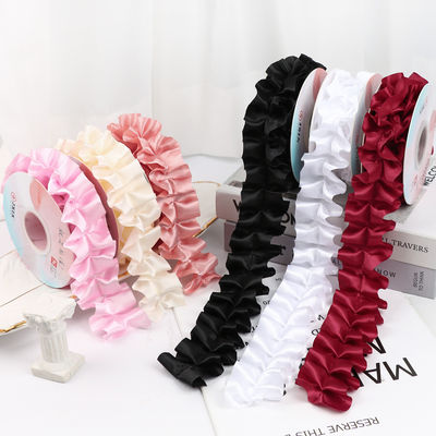 4.0cm*4.5m Wrinkled Edge Polyester Ribbon Voor Bloemenverpakking