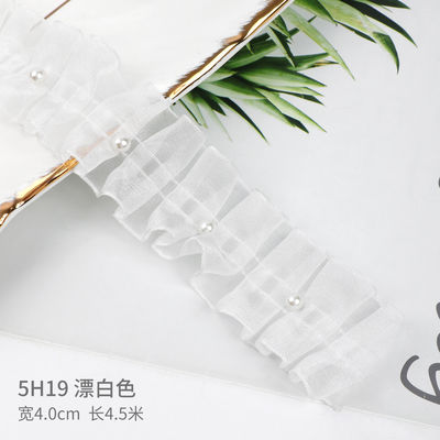 4.0cm*4.5m Wrinkled Edge Polyester Ribbon Voor Bloemenverpakking