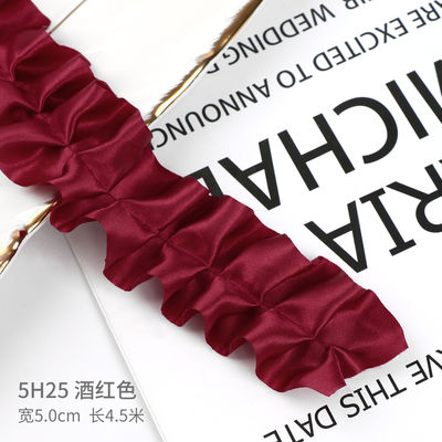 4.0cm*4.5m Wrinkled Edge Polyester Ribbon Voor Bloemenverpakking