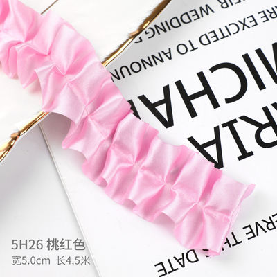 4.0cm*4.5m Wrinkled Edge Polyester Ribbon Voor Bloemenverpakking
