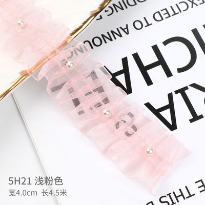 4.0cm*4.5m Wrinkled Edge Polyester Ribbon Voor Bloemenverpakking