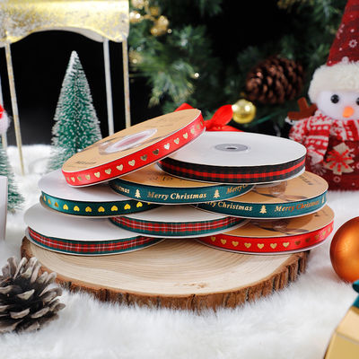 1cm*45m Kerstdrukt lint voor cadeauverpakkingen en kleding accessoires
