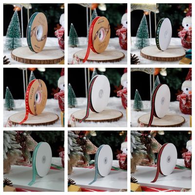 1cm*45m Kerstdrukt lint voor cadeauverpakkingen en kleding accessoires