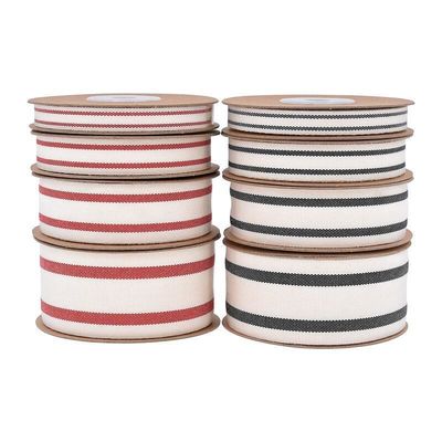 10mm-38mm*10y Zwart en Rood gestreept katoen lint voor cadeauverpakkingen en kleding accessoires