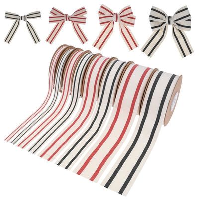 10mm-38mm*10y Zwart en Rood gestreept katoen lint voor cadeauverpakkingen en kleding accessoires