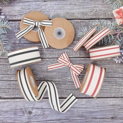 10mm-38mm*10y Zwart en Rood gestreept katoen lint voor cadeauverpakkingen en kleding accessoires