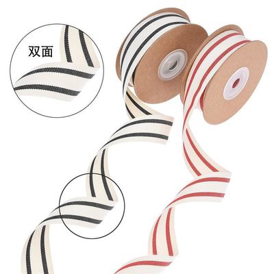 10mm-38mm*10y Zwart en Rood gestreept katoen lint voor cadeauverpakkingen en kleding accessoires